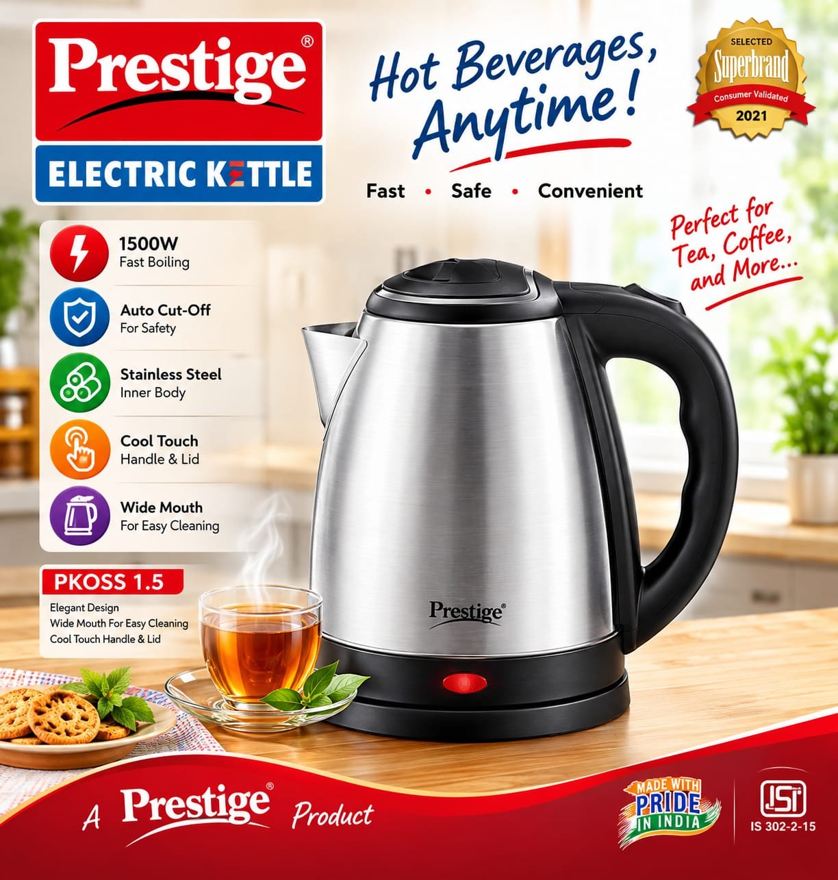 Prestige Electric Kettle - 1.5 Liter