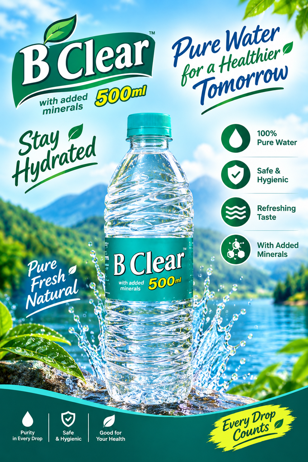 BClear Packaged Drinking Water (500 ML 24 Pis)