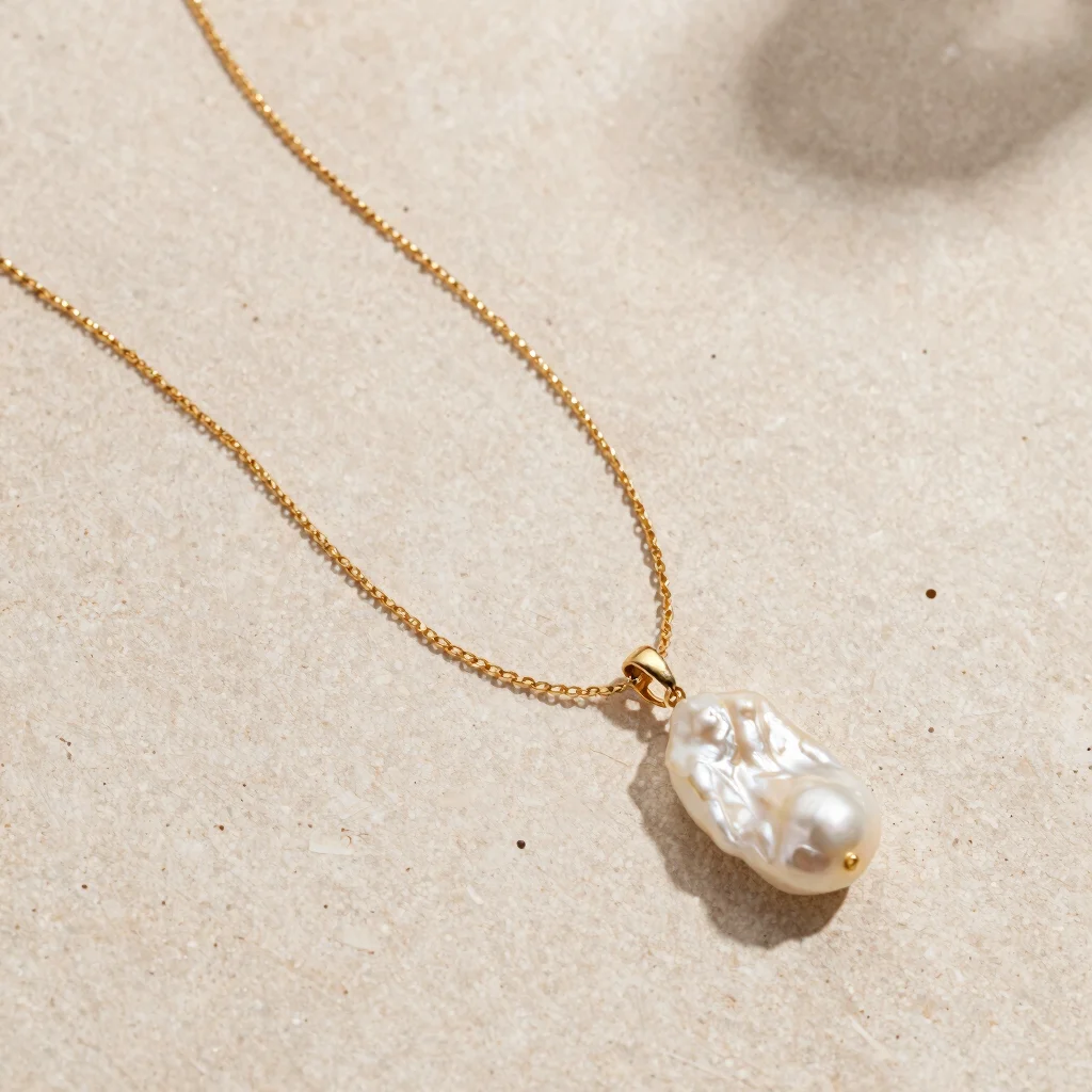 Solstice Raw Pearl Pendant Necklace