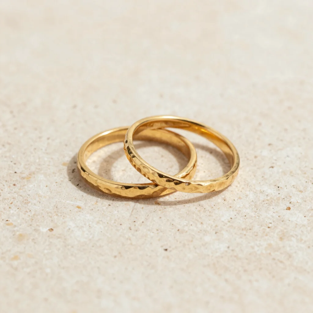 Hand-Forged Gold Stacking Ring Set