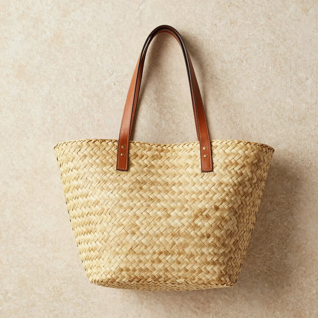 Woven Palm & Leather Carryall