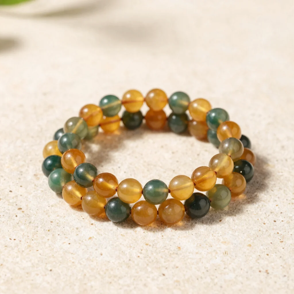 Amber & Agate Beaded Wrap Bracelet